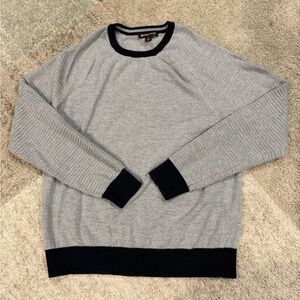 Michael Kors Light Gray Crewneck Sweater with Black Trim